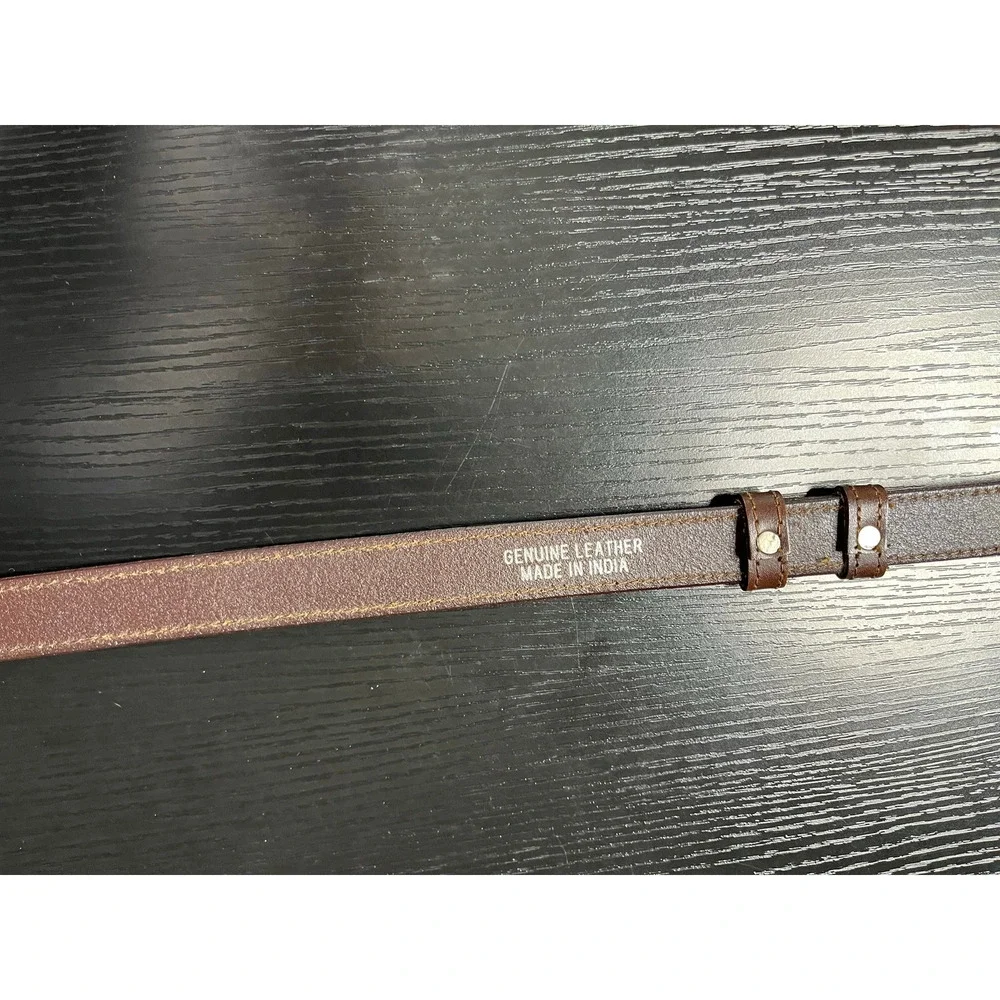 Vintage Leather Slide Adjust Belt with Teardrop Loop Buckle & Whipstitch Detail